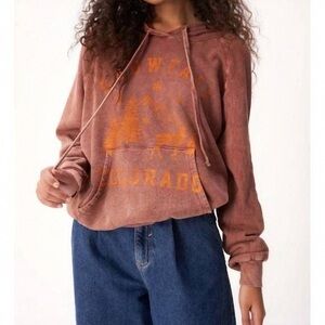 Women's Brown Hoodie with Orange Print